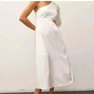Crescent Lainey Small One Shoulder Midi Dress white